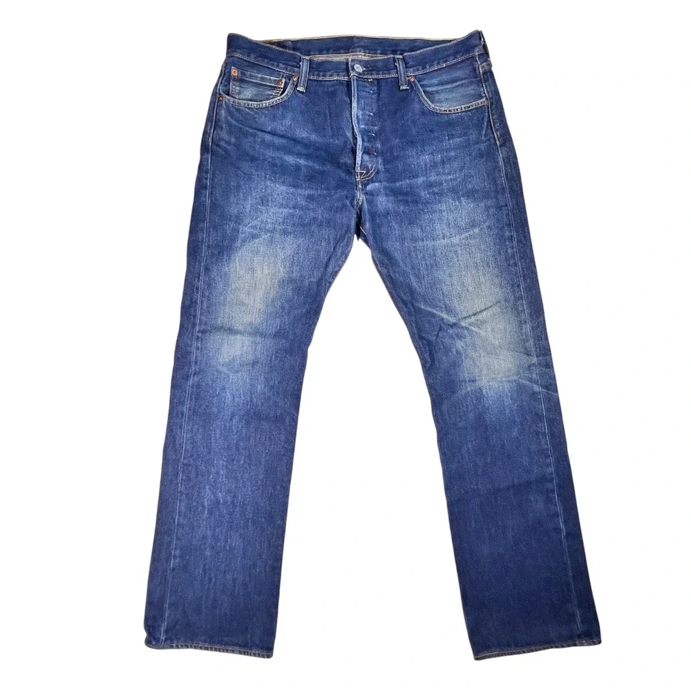 Levis 501 Original Fit Jeans Mens 36x32 Blue Straight Leg Button Fly Denim Work